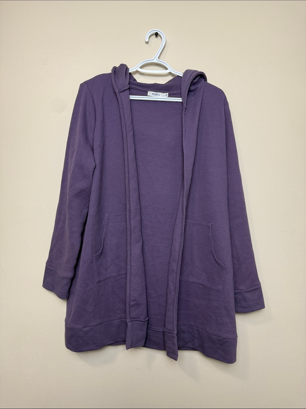 Ricki's Plum Hooded Open-Front Cardigan size XL